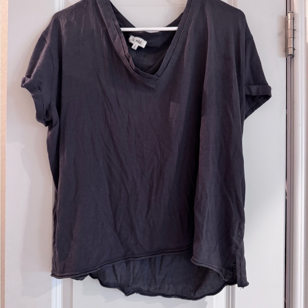 Maternity - La Miel Women's Dark Gray V-Neck Top
